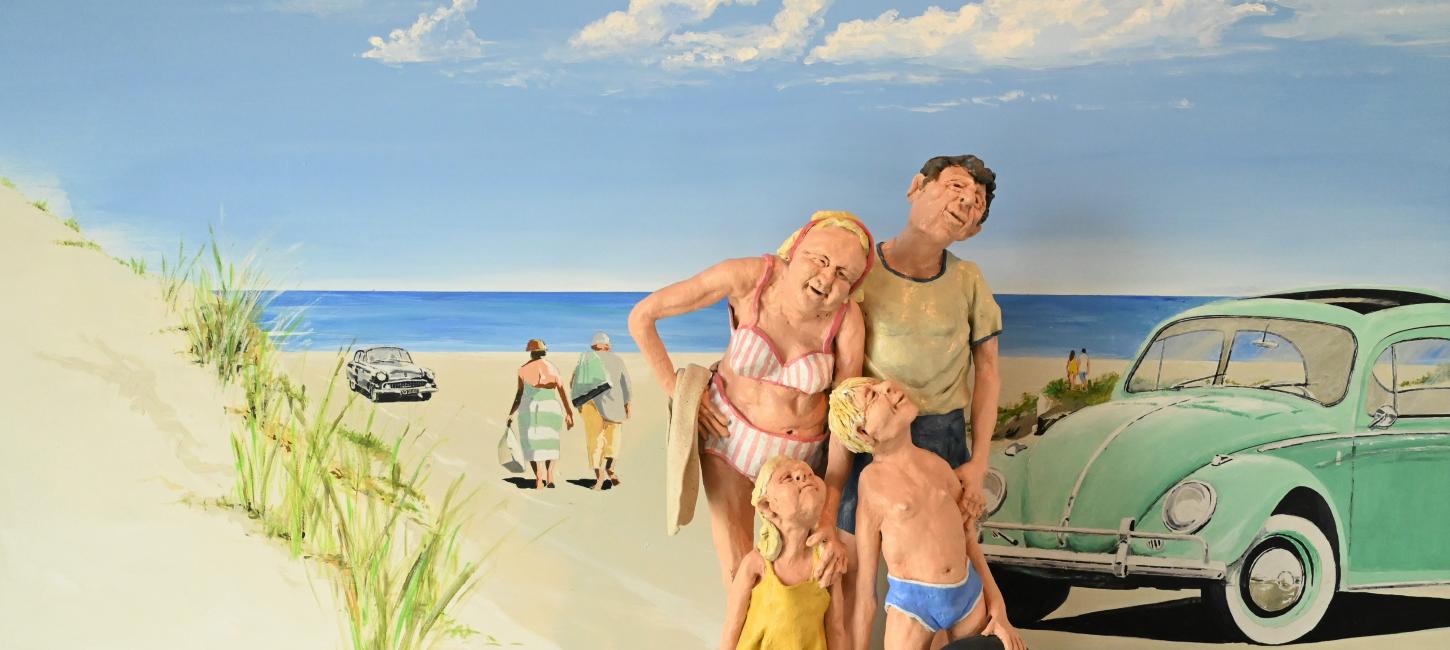 Billedkunst som forestillinger en familie på Vejers Strand